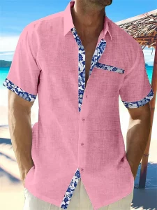2024 new summer shirt men's Hawaiian shirt casual fashion street short -sleeved beach resort men's pocket shirt - Image 6