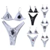 2 Pieces Ladies Swimwear Goth Letter Patterns Print Spaghetti Strap Bikini Tops Panties for Women Swimming Suit Beach Wear - Image 4