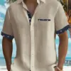 2024 new summer shirt men's Hawaiian shirt casual fashion street short -sleeved beach resort men's pocket shirt