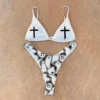 New Black And White Sexy Goth Emo Women Two-piece Skull Print Bikini Suit Split Bathing Suit High Waist Gothic Swimsuit Beach - Image 6