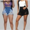 Plus Size Sexy Black Ripped Jeans Stretch Skinny Hot Denim Shorts 3XL High Waisted Boyfriend Street Torn Jegging Baggy Hole Jean - Image 3