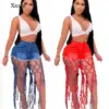 Ripped Tassel Pure Chic High Waist Hollow Jeans Shorts Women Casual Slim High Street Denim Pencil Pants 2021 New Summer Clothing