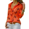 Gentillove Women Long Sleeve Blouse Oversized Spring Autumn Turn Down Collar Loose Office Lady Casual Butterfly Printing Basic - Image 5