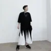 Men Cut Hem Black Short Sleeve Casual T-shirt Male Women Punk Gothic Hip Hop Japan Karajuku Streetwear Teesshirts - Image 3