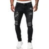 Streetwear Fashion Black Ripped Jeans Men Skinny Slim Fit Blue Hip Hop Denim Trousers Casual Jeans for Men Jogging jean homme - Image 4