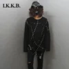 Loose punk style Liuding irregular decoration T-shirt dark small fashion men's bottoming shirt t spring and autumn round neck ba - Image 4