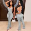 two piece set women bodysuit stacked leggings 2 piece set women outfits tracksuits stacked pants fall clothes 2020 wholesale - Image 2