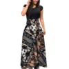 Large Swing Maxi Dress Women Clothing Spring/Autumn Short Sleeve Floral Printed Patchwork Prom Casual Elegant Party Dress - Image 5