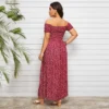 Summer Women Long Dress Casual Plus Size Flower Print Maxi Dresses Vintage Off Shoulder Slim Ankel-Length Dress Vestidos - Image 3