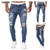 Streetwear Fashion Black Ripped Jeans Men Skinny Slim Fit Blue Hip Hop Denim Trousers Casual Jeans for Men Jogging jean homme - Image 6