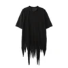 Men Cut Hem Black Short Sleeve Casual T-shirt Male Women Punk Gothic Hip Hop Japan Karajuku Streetwear Teesshirts - Image 6