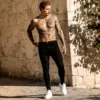 Blue Stretch Skinny Jeans Men Denim Pants Elastic Waist Zipper Fly Solid Color Trousers Harajuku Washed Hip Hop Black Jean Pants - Image 2