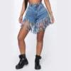 Summer Women's Fashion Tassel Denim Shorts 2020 Vintage sexy Ripped casual Hotpants Femme Slim Straight Short Jeans Streetwear - Image 3