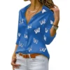 Gentillove Women Long Sleeve Blouse Oversized Spring Autumn Turn Down Collar Loose Office Lady Casual Butterfly Printing Basic - Image 2