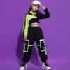 Kids Ballroom Hip Hop Clothing Outfits Crop Top Sweatshirt Streetwear Tactical Cargo Pants for Girls Jazz Dance Costume Clothes - Image 2