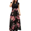 Large Swing Maxi Dress Women Clothing Spring/Autumn Short Sleeve Floral Printed Patchwork Prom Casual Elegant Party Dress - Image 3