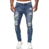 Streetwear Fashion Black Ripped Jeans Men Skinny Slim Fit Blue Hip Hop Denim Trousers Casual Jeans for Men Jogging jean homme - Image 2