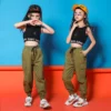 Girls Hip Hop Clothing Black Top Crop Vest Running Pants For Jazz Dance Costumes Ballroom Dancing Clothes 8 10 12 14 16 Years - Image 2