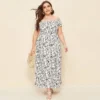 Summer Women Long Dress Casual Plus Size Flower Print Maxi Dresses Vintage Off Shoulder Slim Ankel-Length Dress Vestidos - Image 5