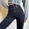 Classic Vintage Buttocks Black Gray Jeans for Women High Elastic Mom Jeans Female Washed Stretch Denim Pencil Pants clothes 40 - Image 4