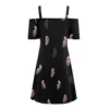Feather Printed Short Sleeve Women Dress V-Neck Strap Open Back Zipper Dress For Women 2021 Fashion Plus Size Dresses For Women - Image 4