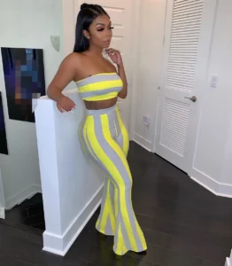 two piece set women striped 2 piece set women outfits crop top pants two pieces sets summer clothes for female sexy women's suit - Image 5