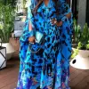 2021 African Print Dashiki Clothes Africain Boubou Femme Plus Size Women Dress Batwing Sleeve Ankara Dresses Girl Party Dress