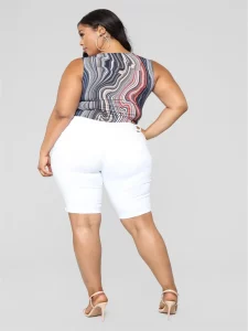 Plus Size Women's Ripped Denim Shorts Destroyed High Waist Stretchy Bermuda Shorts Jeans Sexy Curled Slim Shorts Summer ouc1013 - Image 5