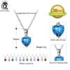 ORSA JEWELS 925 Silver Dainty Heart 12 Colors Month Birthstone Pendant Necklace For Women Lucky CZ Necklace Jewelry Gifts APN02 - Image 6