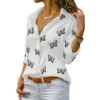 Gentillove Women Long Sleeve Blouse Oversized Spring Autumn Turn Down Collar Loose Office Lady Casual Butterfly Printing Basic - Image 3