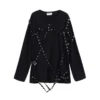 Loose punk style Liuding irregular decoration T-shirt dark small fashion men's bottoming shirt t spring and autumn round neck ba - Image 6