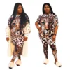 Plus Size Women Clothing Two Piece Set 3xl 4xl 5xl Wholesale Dropshipping Leopard Print Tshirt Pants Sets Tracksuit Summer Short - Image 2