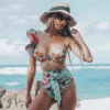 Two-Pieces Women Floral 2024 Push-Up Padded Bra Ruffles Bandage Bikini Set Swimsuit Swimwear Bathing Suit Beachwear Biquini - Image 3