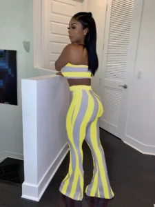 two piece set women striped 2 piece set women outfits crop top pants two pieces sets summer clothes for female sexy women's suit - Image 6