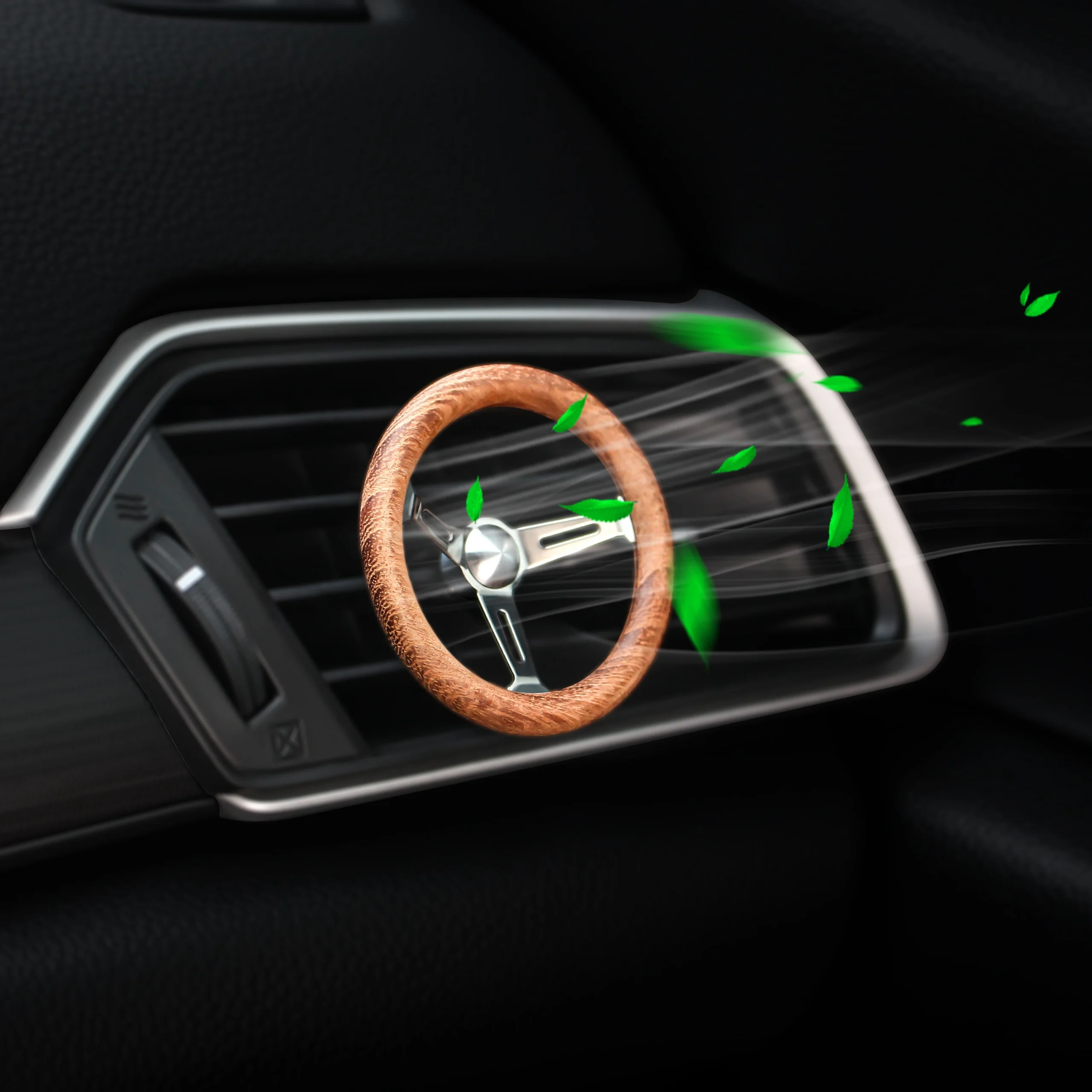 RETRO Car Air Freshener Perfume Diffuser Vintage Wood Steering Wheel Scent Good Smell Fragrance Decoration Interior Accessories