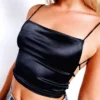 2021 Sexy Backless Bandage Cami Spaghetti Strap Top Summer Goth Sleeveless Cropped Y2K Streetwear Women Black Red Clothes - Image 4