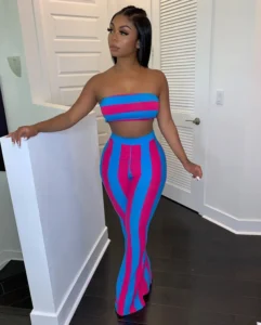 two piece set women striped 2 piece set women outfits crop top pants two pieces sets summer clothes for female sexy women's suit - Image 4