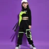 Kids Ballroom Hip Hop Clothing Outfits Crop Top Sweatshirt Streetwear Tactical Cargo Pants for Girls Jazz Dance Costume Clothes - Image 3