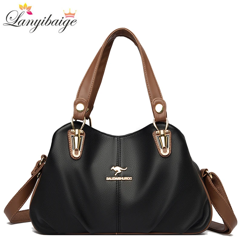 Luxury Soft Leather Handbags Designer Retro Crossbody Bags for Women 2021 New Large Capacity Ladies Shoulder Messenger Bag Sac