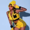 Yellow Cheerleader Uniform Hip Hop Clothes Female Jazz Dancewear Rave Outfit Girl Sets Stage Costume Festival Clothing DL8204 - Image 3