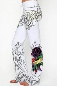 Fashion Women Baggy Skull Rose Printed Long Pants Slim Hippie Wide Leg Boho Trousers S/M/L/XL/2XL/3XL/4XL/5XL - Image 6