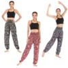 Womens Harem Bohemian Pants Vintage Print loose fit Boho Hippie high waist Smocked Waist Beach Trousers Pants ouc3301 - Image 4