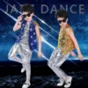 Kids Sequined Hip Hop Outfits Girls Jazz Tap Dancing Tops Pants Boy Child Dance Stage wear Ballroom Party Dancewear Costumes - Image 2