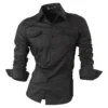 Jeansian Men's Dress Shirts Casual Stylish Long Sleeve Designer Button Down K014 White - Image 2
