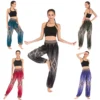 Womens Harem Bohemian Pants Vintage Print loose fit Boho Hippie high waist Smocked Waist Beach Trousers Pants ouc3301 - Image 6
