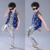 Kids Sequined Hip Hop Outfits Girls Jazz Tap Dancing Tops Pants Boy Child Dance Stage wear Ballroom Party Dancewear Costumes - Image 6