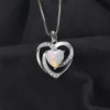 JewelryPalace Heart Love 2.4ct Created Opal 925 Sterling Silver Pendant Necklace for Women No Chain - Image 2