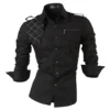 Jeansian Men's Dress Shirts Casual Stylish Long Sleeve Designer Button Down K014 White - Image 3