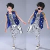 Kids Sequined Hip Hop Outfits Girls Jazz Tap Dancing Tops Pants Boy Child Dance Stage wear Ballroom Party Dancewear Costumes - Image 5