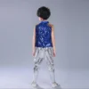 Kids Sequined Hip Hop Outfits Girls Jazz Tap Dancing Tops Pants Boy Child Dance Stage wear Ballroom Party Dancewear Costumes - Image 4